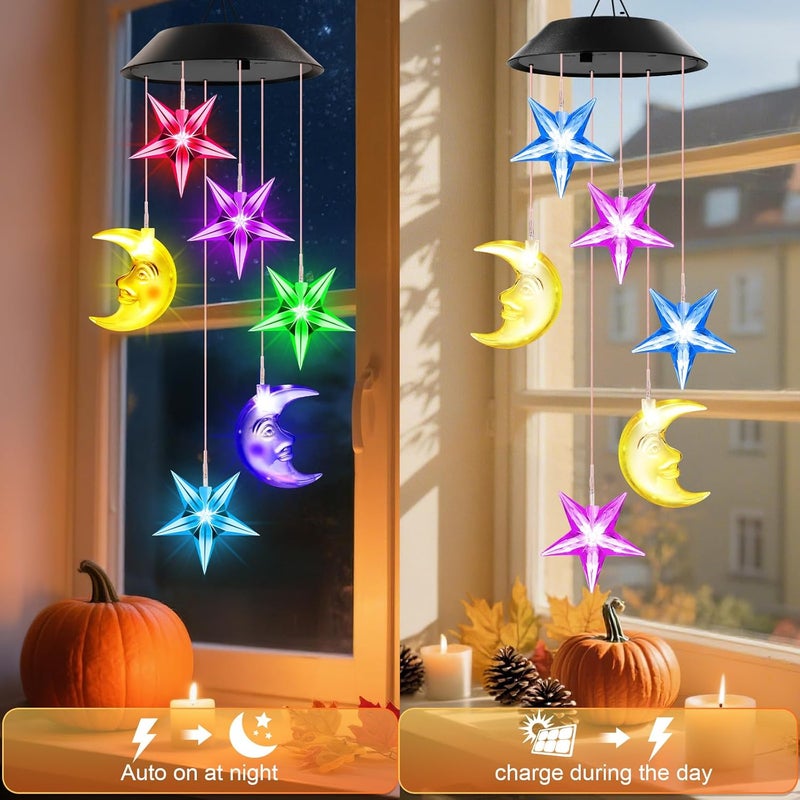 Winzwon Birthday Gifts for Women Mom Grandma Her Wife, Solar Lights Outdoor Wind Chimes for Outside Garden Yard Patio Porch Deck Hanging Decor, Moon and Star Gifts for Mothers Day - Image 5